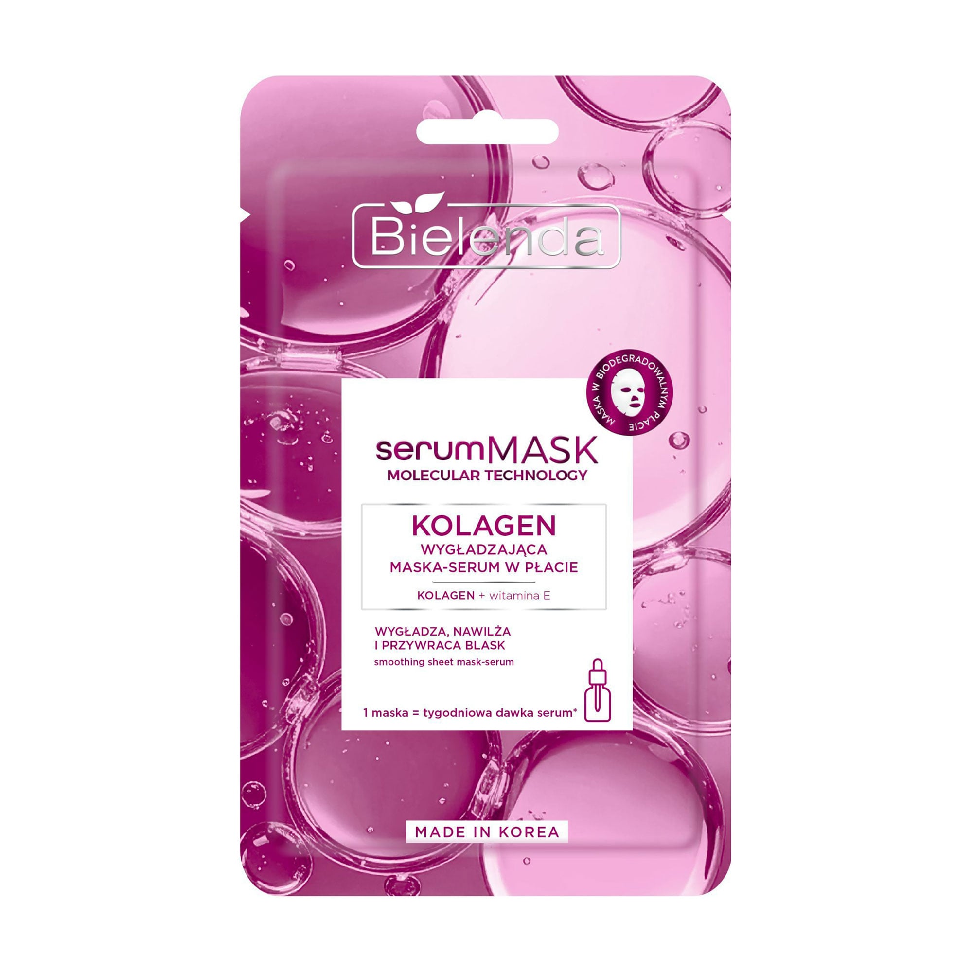 Розгладжувальна тканинна маска-сироватка для обличчя Bielenda Serum Mask Kolagen Smoothing Sheet Mask-Serum, 1 шт