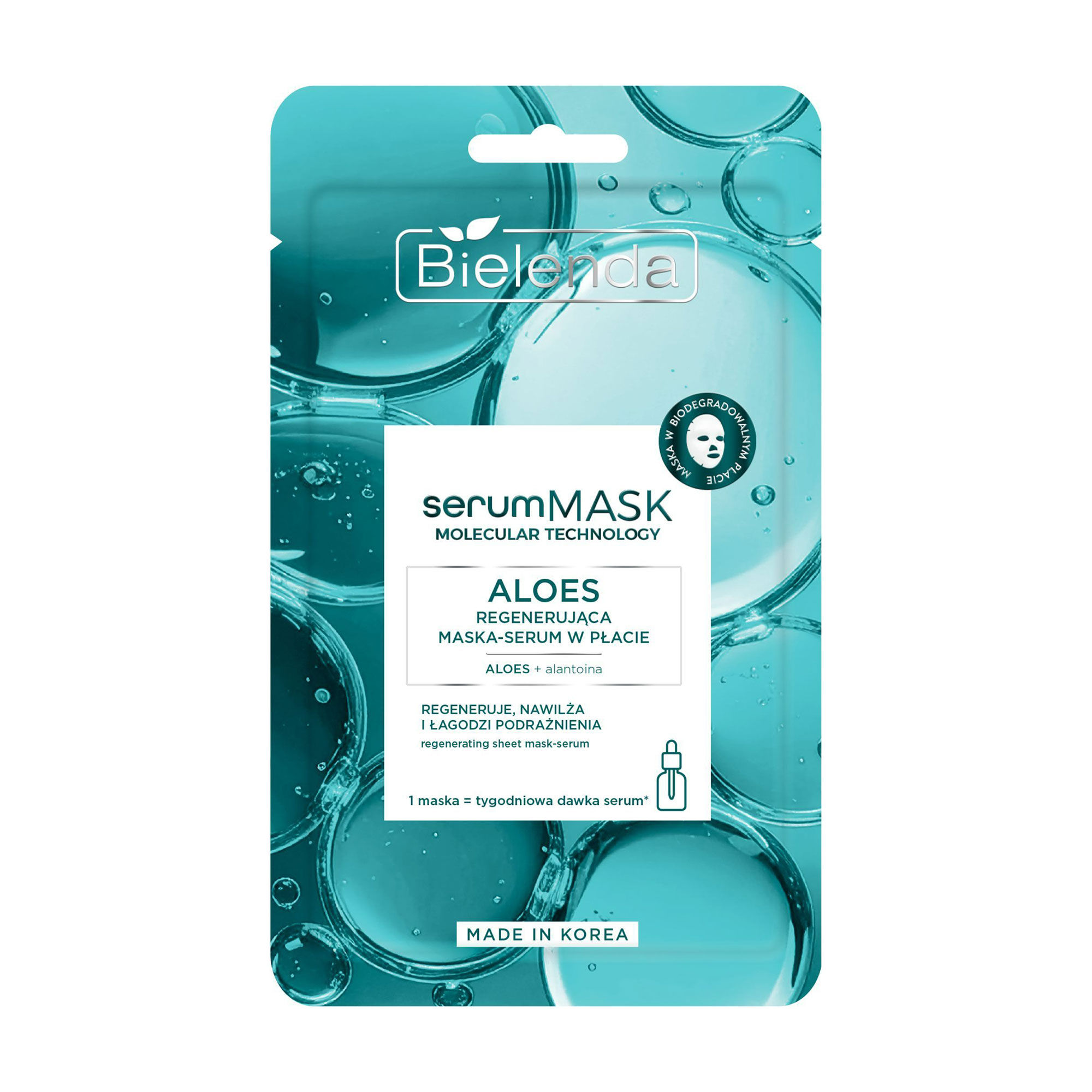 Відновлювальна тканинна маска-сироватка для обличчя Bielenda Serum Mask Aloes Regenerating Sheet Mask-Serum, 1 шт